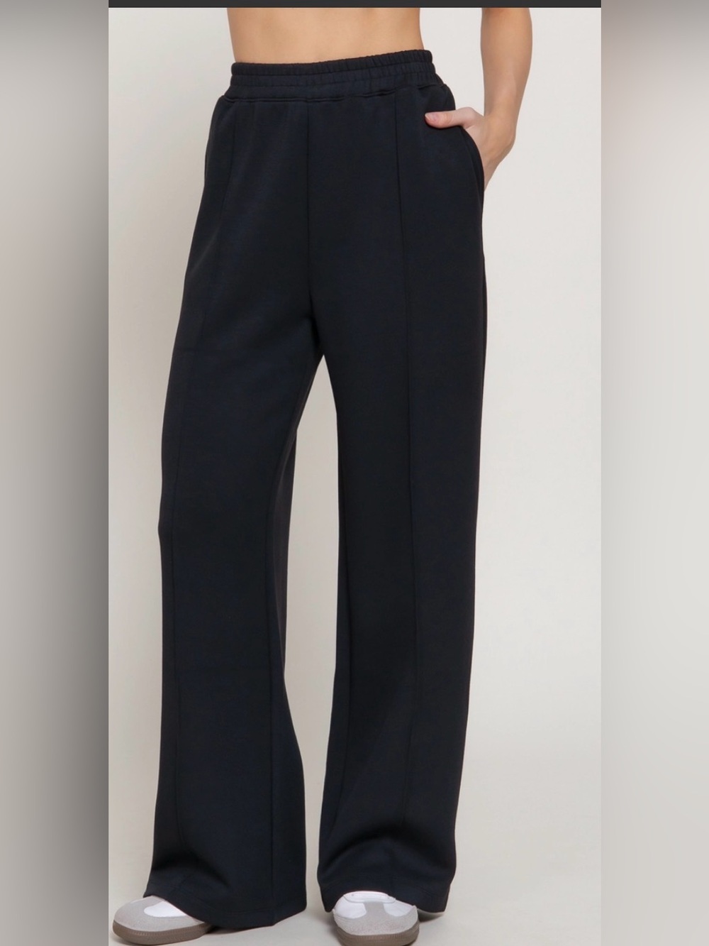 Women's Black Wide-Leg Pull-On Pants